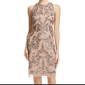 Adrianna Papell Dusty Rose Beaded Dress